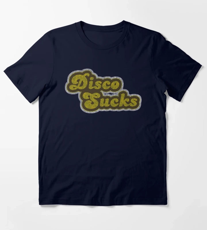 Disco Sucks Vintage Distressed Print Shirt T-Shirt Navy