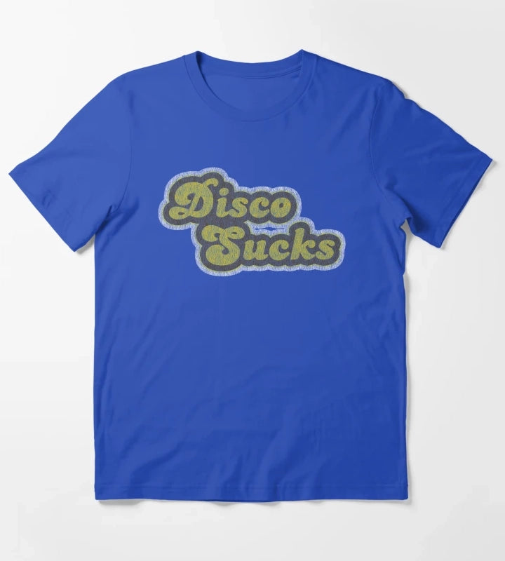 Disco Sucks Vintage Distressed Print Shirt T-Shirt Blue