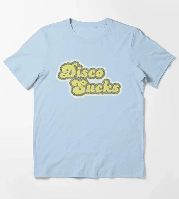 Disco Sucks Vintage Distressed Print Shirt T-Shirt Sky Blue