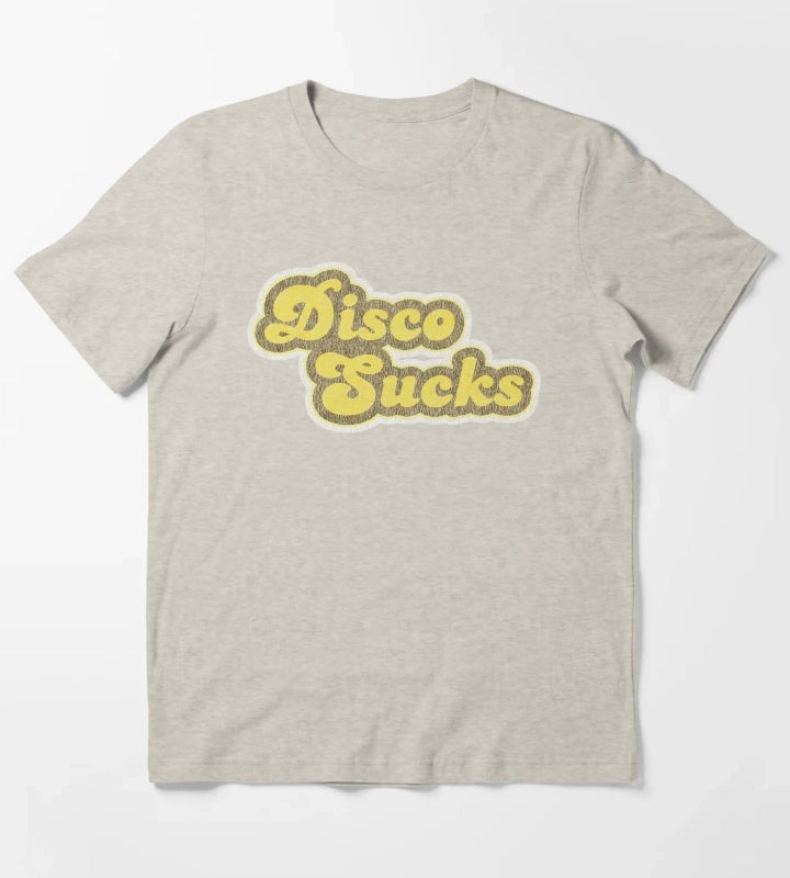 Disco Sucks Vintage Distressed Print Shirt T-Shirt Cream