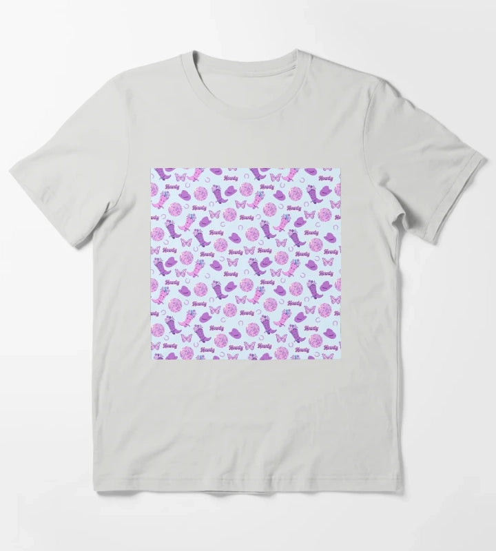 Disco Western Boots Hats Purple Cowgirl Style T-Shirt Light Grey