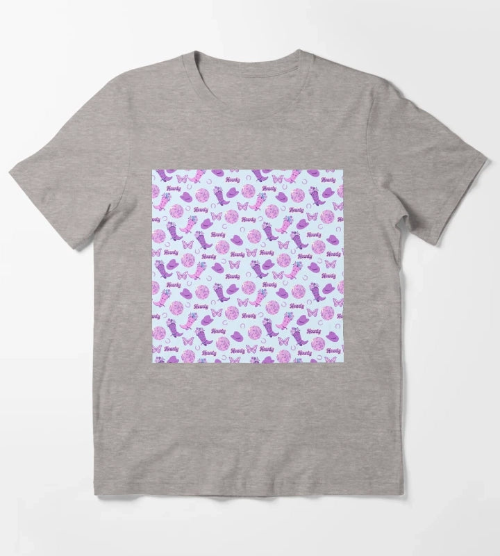 Disco Western Boots Hats Purple Cowgirl Style T-Shirt Heather Grey