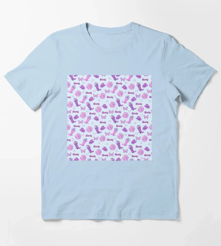 Disco Western Boots Hats Purple Cowgirl Style T-Shirt Sky Blue