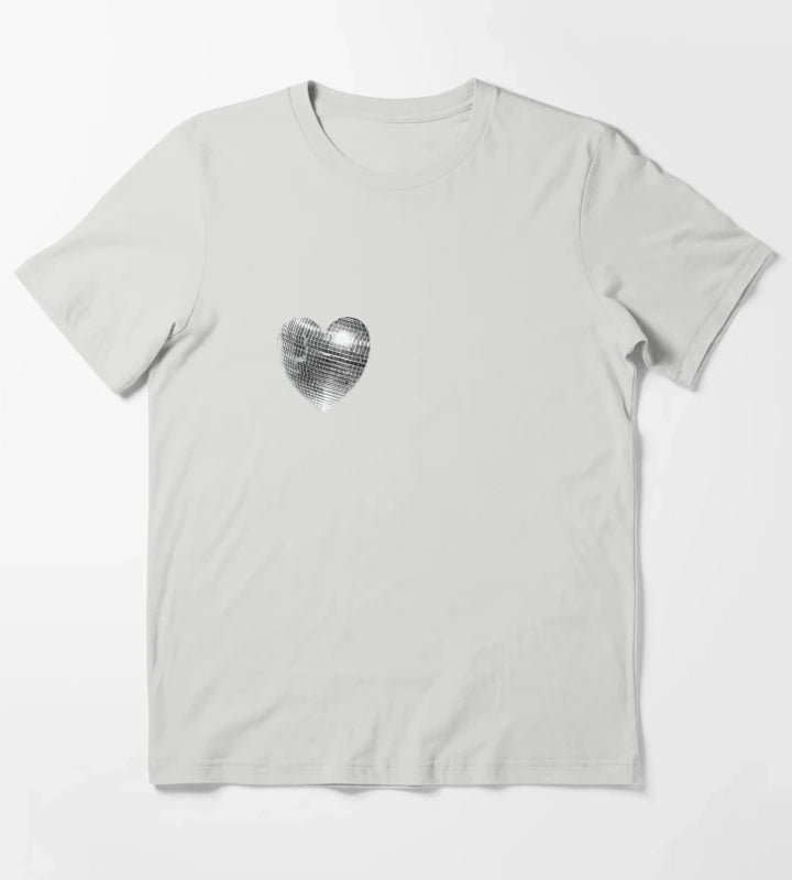 Disco ball heart T-Shirt Light Grey