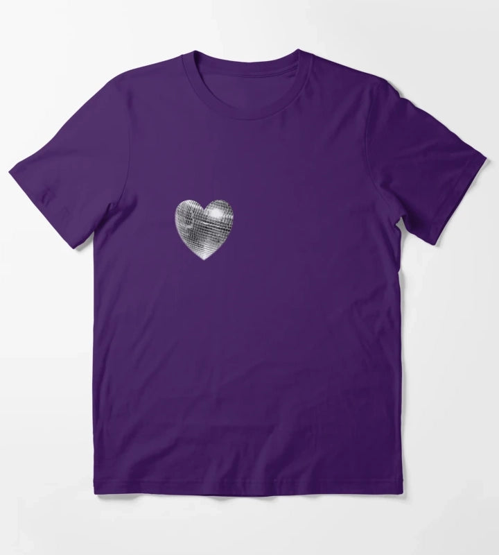 Disco ball heart T-Shirt Purple
