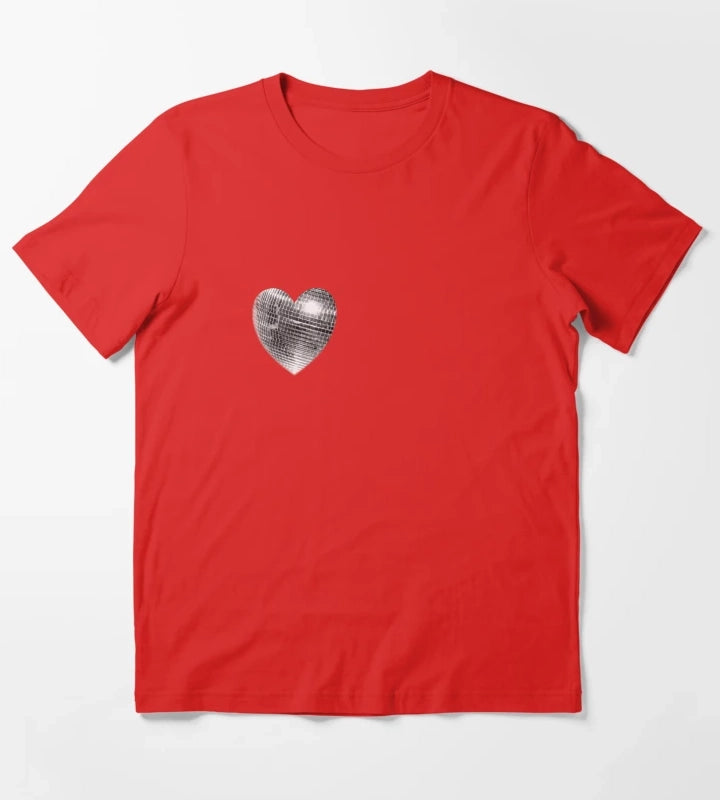 Disco ball heart T-Shirt Red