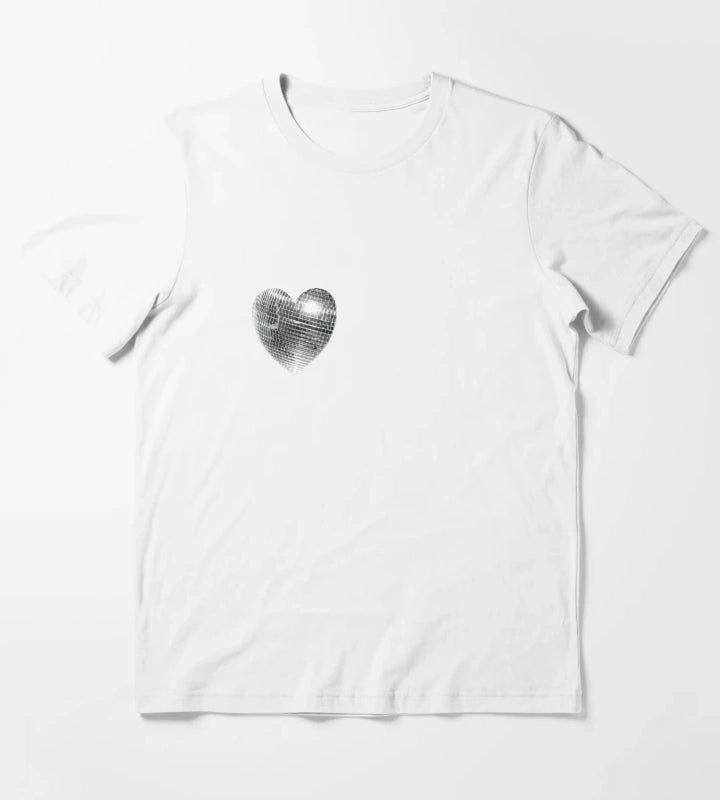 Disco ball heart T-Shirt White