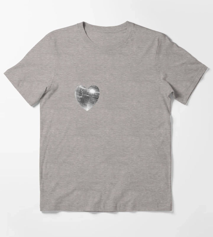 Disco ball heart T-Shirt Heather Grey