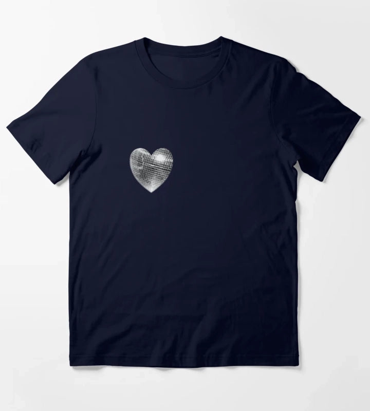 Disco ball heart T-Shirt Navy