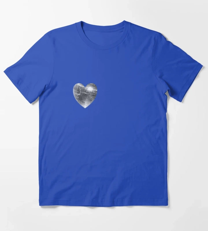 Disco ball heart T-Shirt Blue