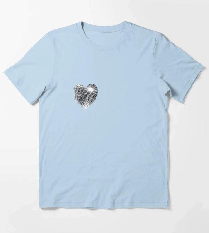 Disco ball heart T-Shirt Sky Blue