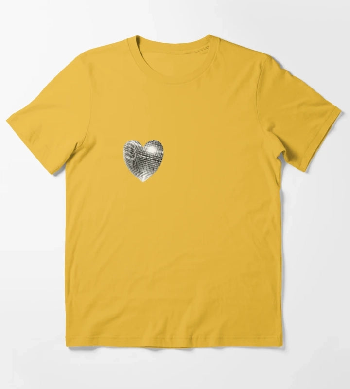 Disco ball heart T-Shirt Yellow