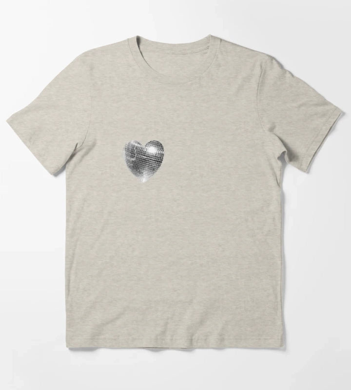 Disco ball heart T-Shirt Cream