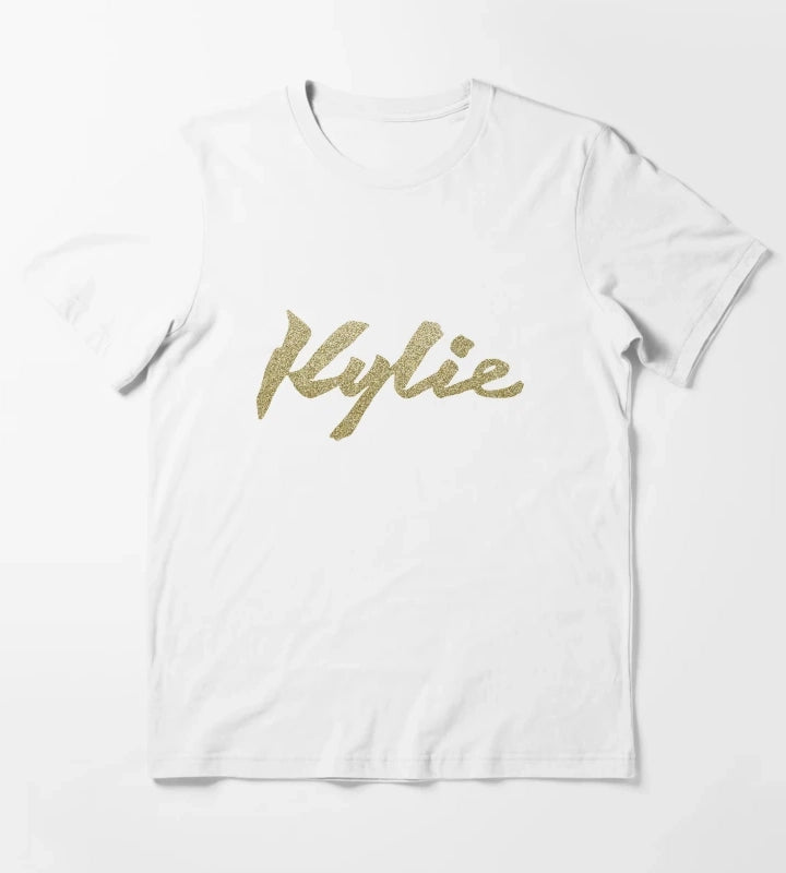 Discoera Kylie Signature Gold Glitter on White T-Shirt White