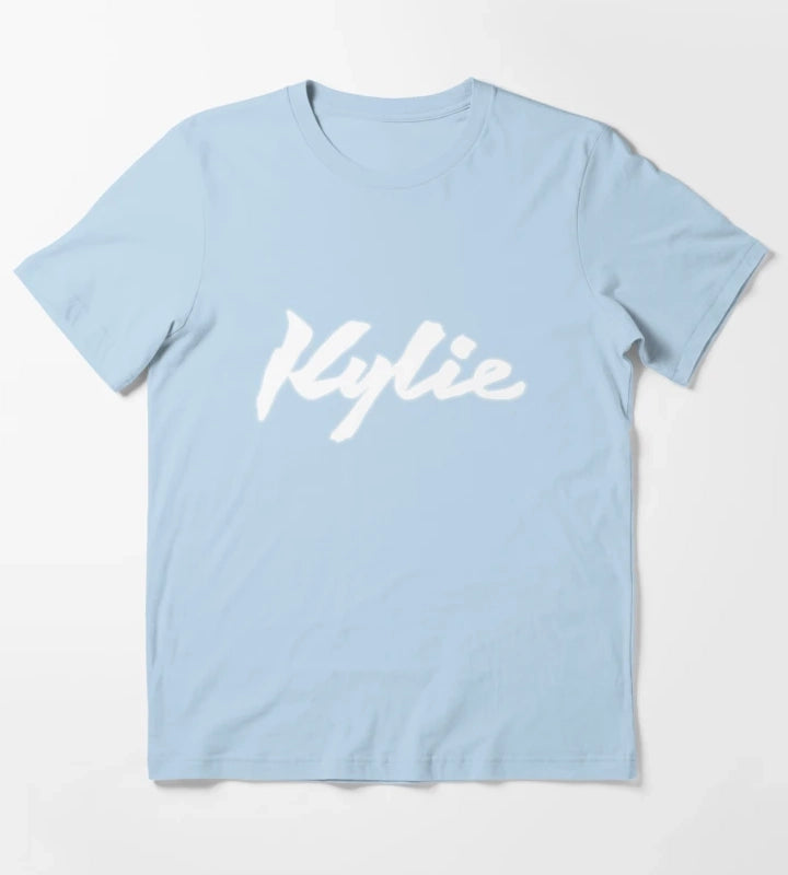 Discoera Kylie Signature White Glow on Black T-Shirt Sky Blue