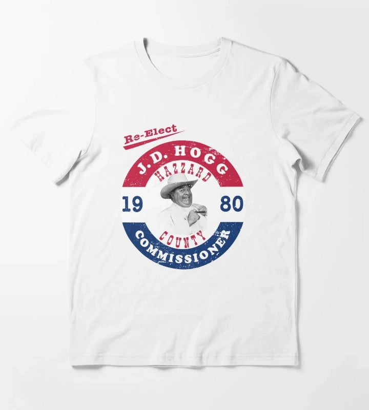 Distressed ReElect Boss Hog in 1980 T-Shirt White