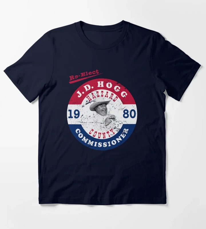 Distressed ReElect Boss Hog in 1980 T-Shirt Navy