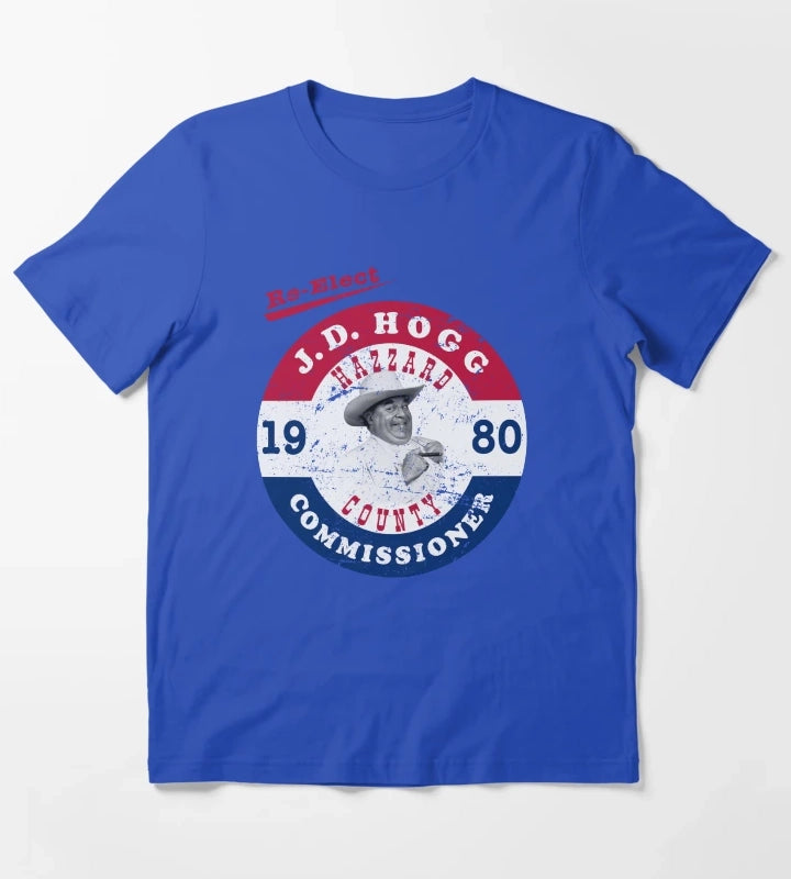 Distressed ReElect Boss Hog in 1980 T-Shirt Blue