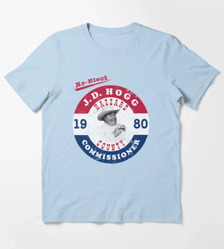 Distressed ReElect Boss Hog in 1980 T-Shirt Sky Blue