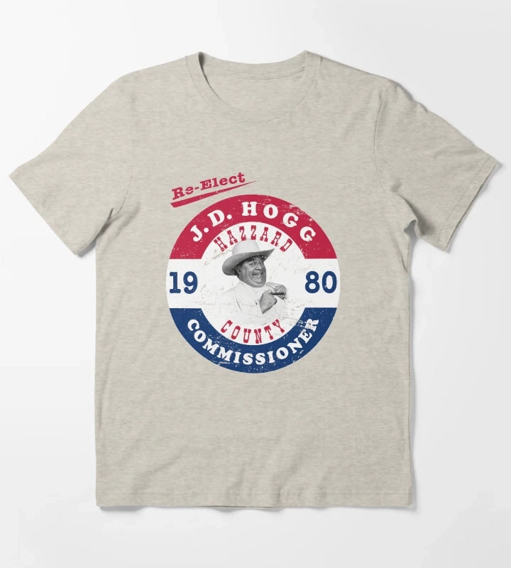 Distressed ReElect Boss Hog in 1980 T-Shirt Cream