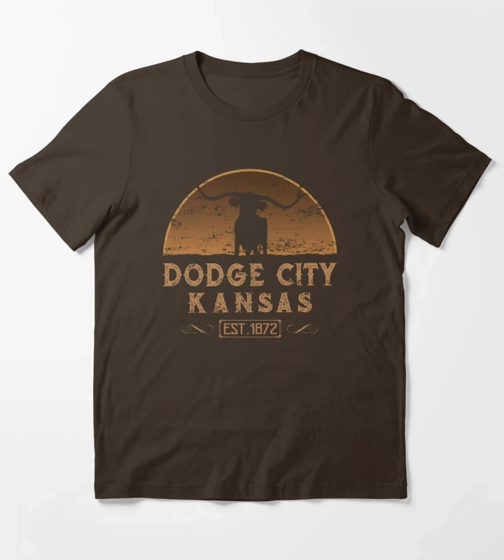 Dodge City Kansas American Wild West T-Shirt Brown