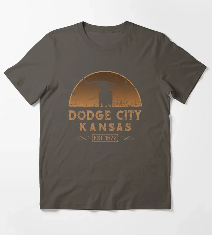 Dodge City Kansas American Wild West T-Shirt Dark Grey