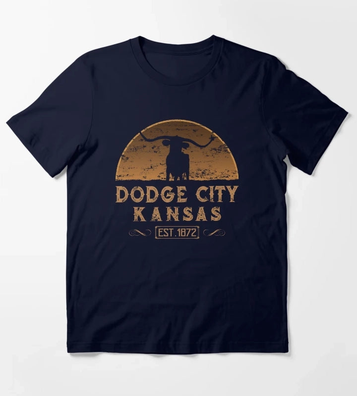 Dodge City Kansas American Wild West T-Shirt Navy