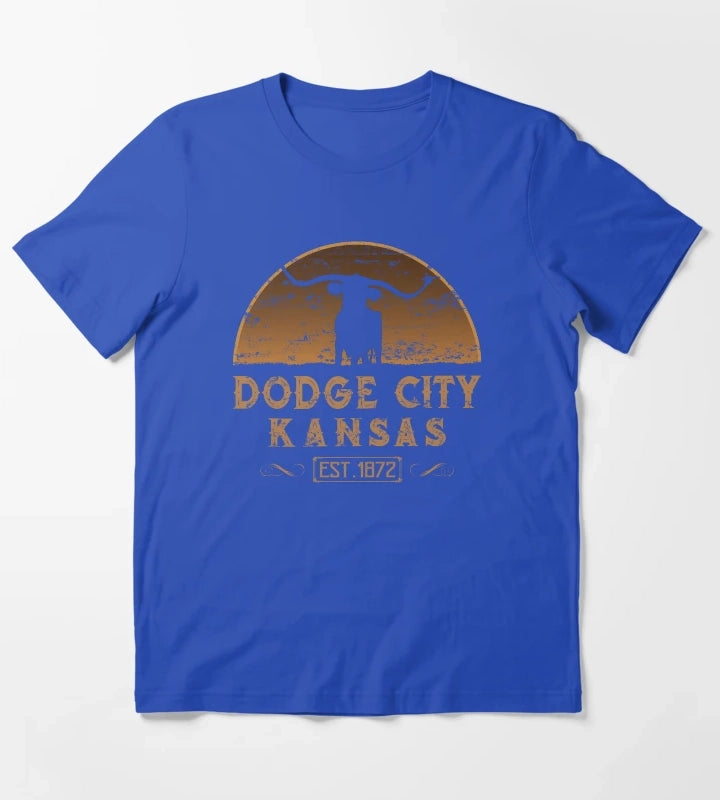 Dodge City Kansas American Wild West T-Shirt Blue
