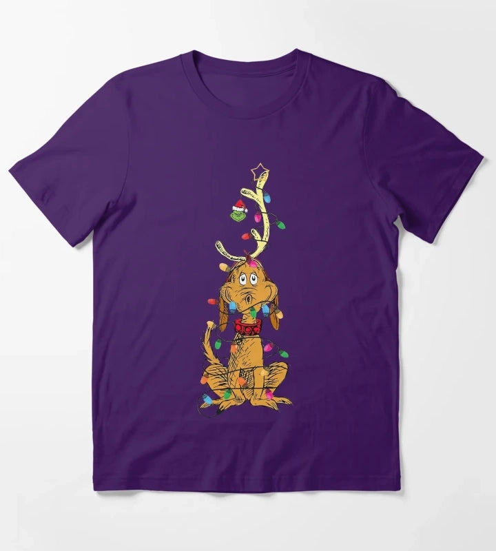Dog Christmas Light T-Shirt Purple