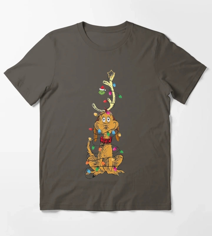 Dog Christmas Light T-Shirt Dark Grey