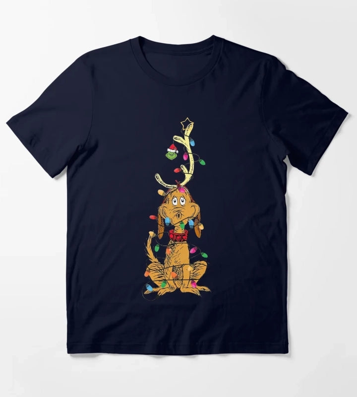Dog Christmas Light T-Shirt Navy