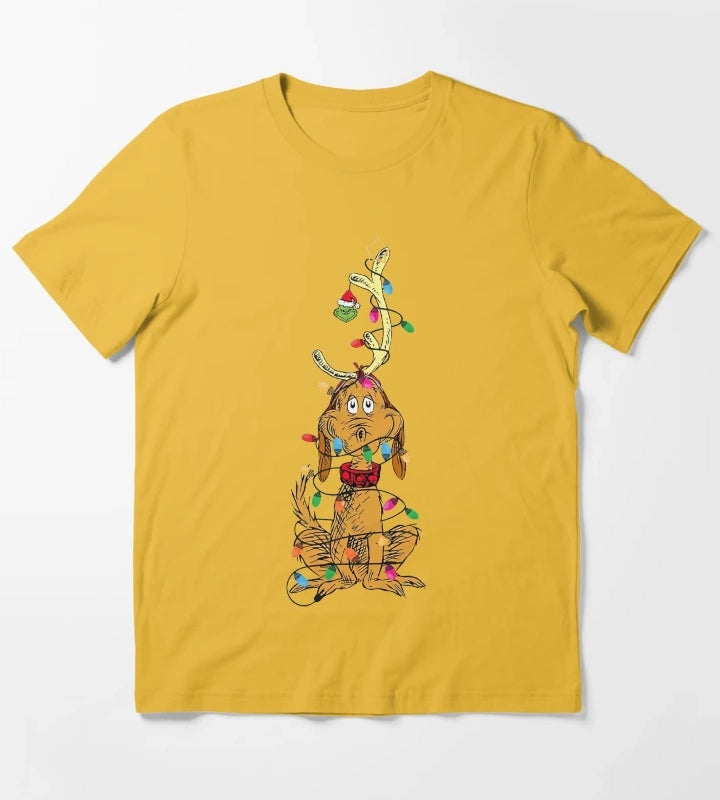 Dog Christmas Light T-Shirt Yellow