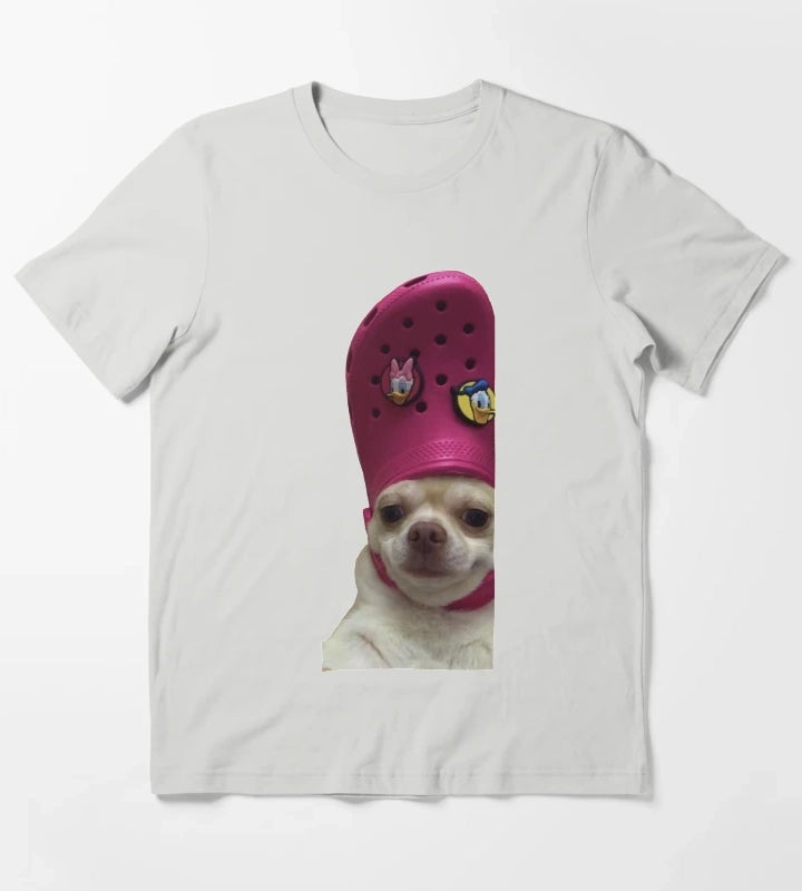 Dog Wearing a Croc T-Shirt Light Grey