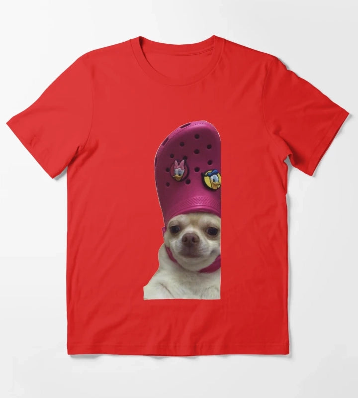 Dog Wearing a Croc T-Shirt Red