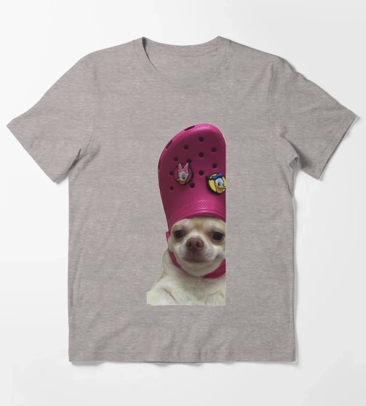 Dog Wearing a Croc T-Shirt Heather Grey