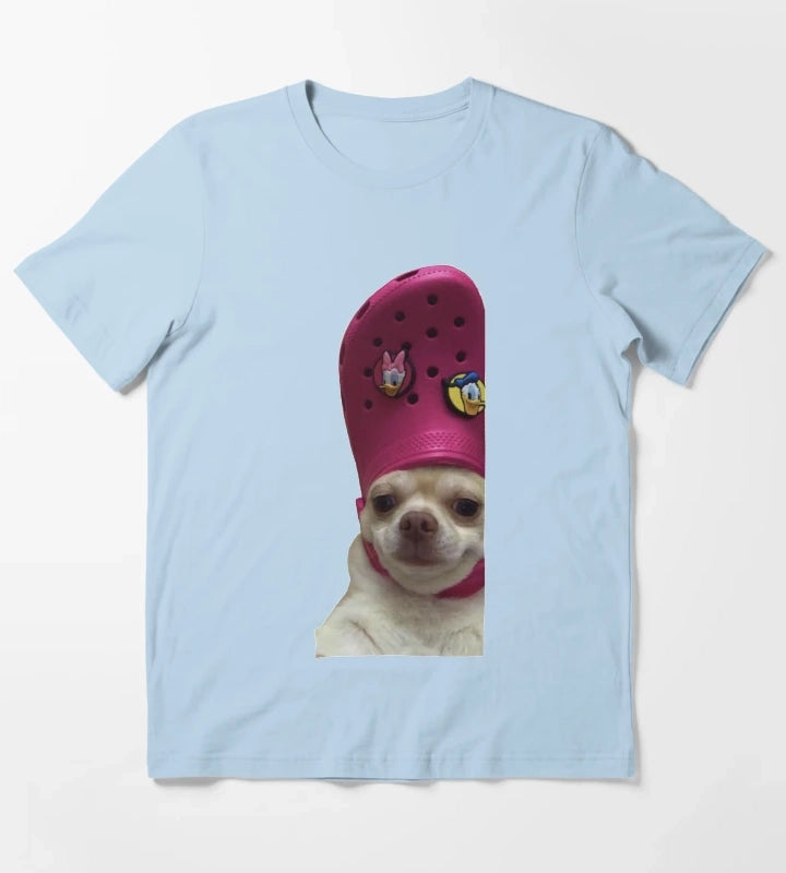 Dog Wearing a Croc T-Shirt Sky Blue