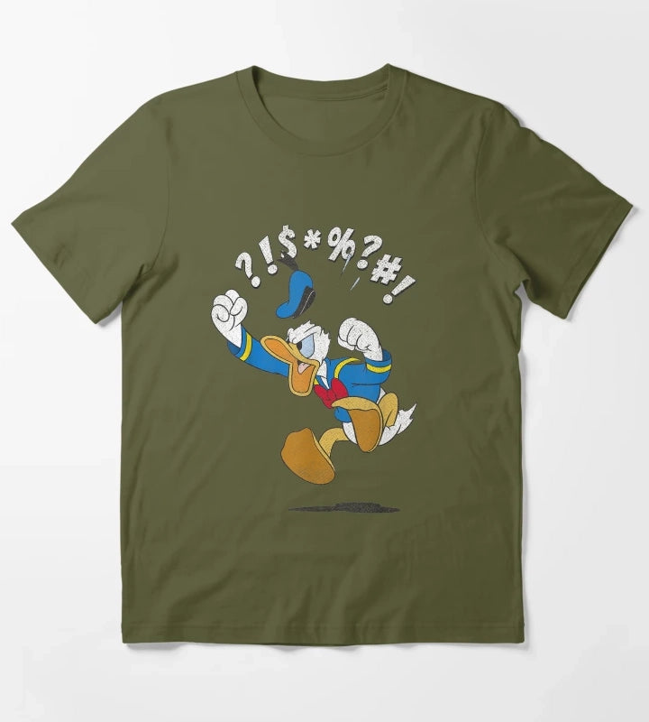 Donald Duck Angry Funny T-Shirt Olive Green