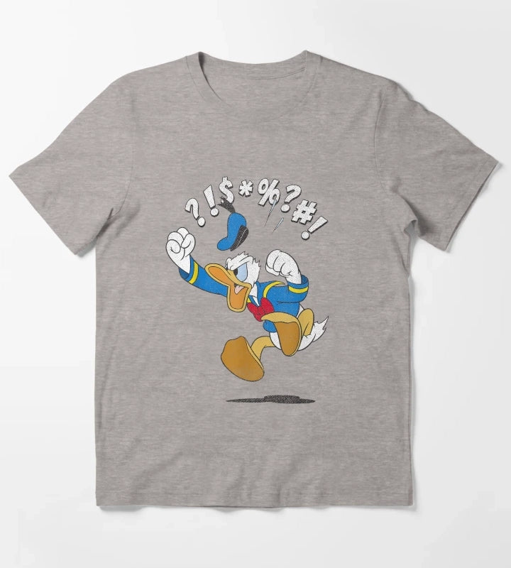 Donald Duck Angry Funny T-Shirt Heather Grey