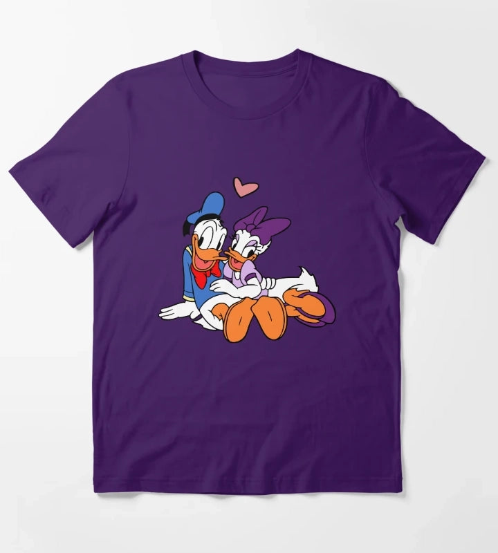 Donald and Daisy Cute Duck Couple T-Shirt Purple