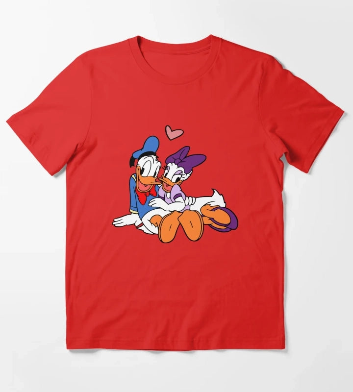 Donald and Daisy Cute Duck Couple T-Shirt Red