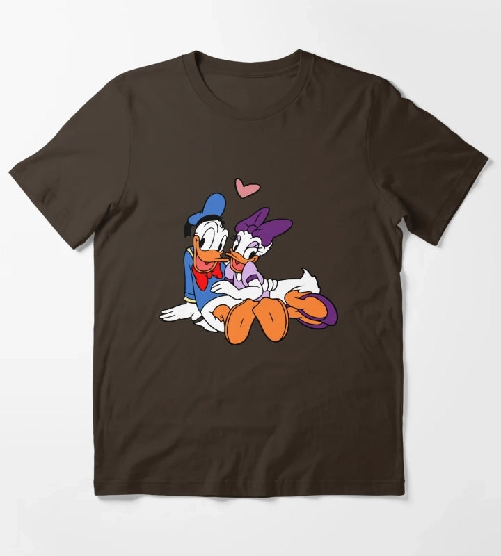 Donald and Daisy Cute Duck Couple T-Shirt Brown