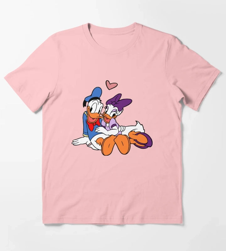 Donald and Daisy Cute Duck Couple T-Shirt Dark Grey