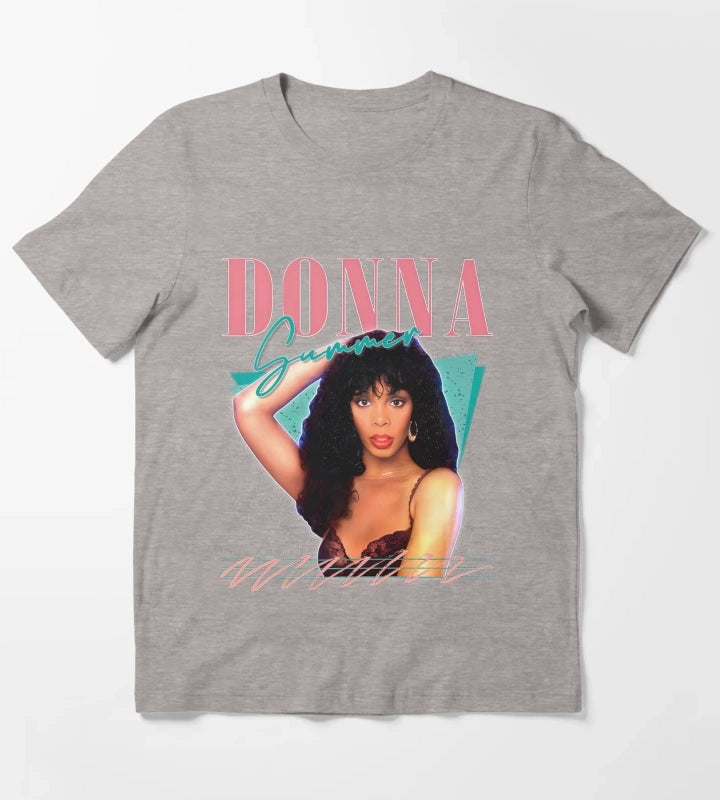 Donna Summer Retro Style Fan Art Design T-Shirt Heather Grey