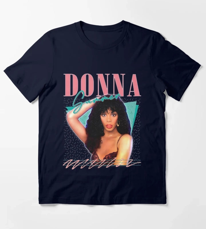 Donna Summer Retro Style Fan Art Design T-Shirt Navy