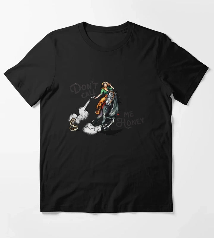 Dont Call Me Honey Cowgirl Shooting a Rattlesnake on Horseback T-Shirt