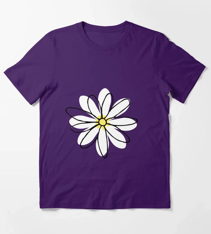 Doodle Daisy Flower T-Shirt Purple