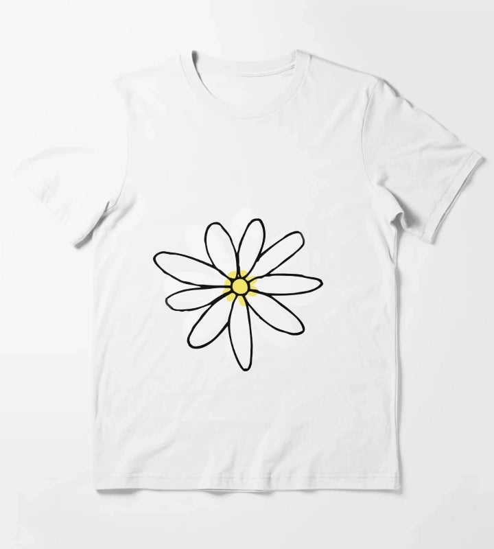Doodle Daisy Flower T-Shirt White