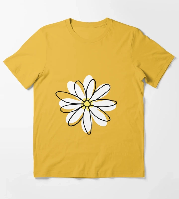 Doodle Daisy Flower T-Shirt Yellow