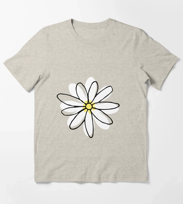 Doodle Daisy Flower T-Shirt Cream