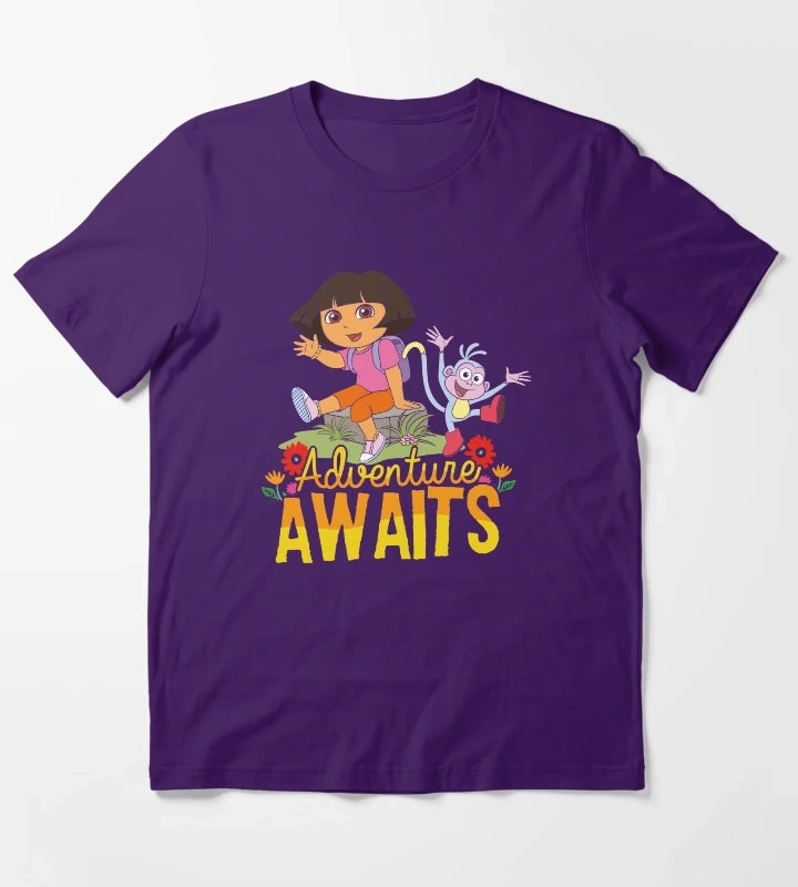 Dora the Explorer Adventure Awaits Dora and Boots Portrait T-Shirt Purple